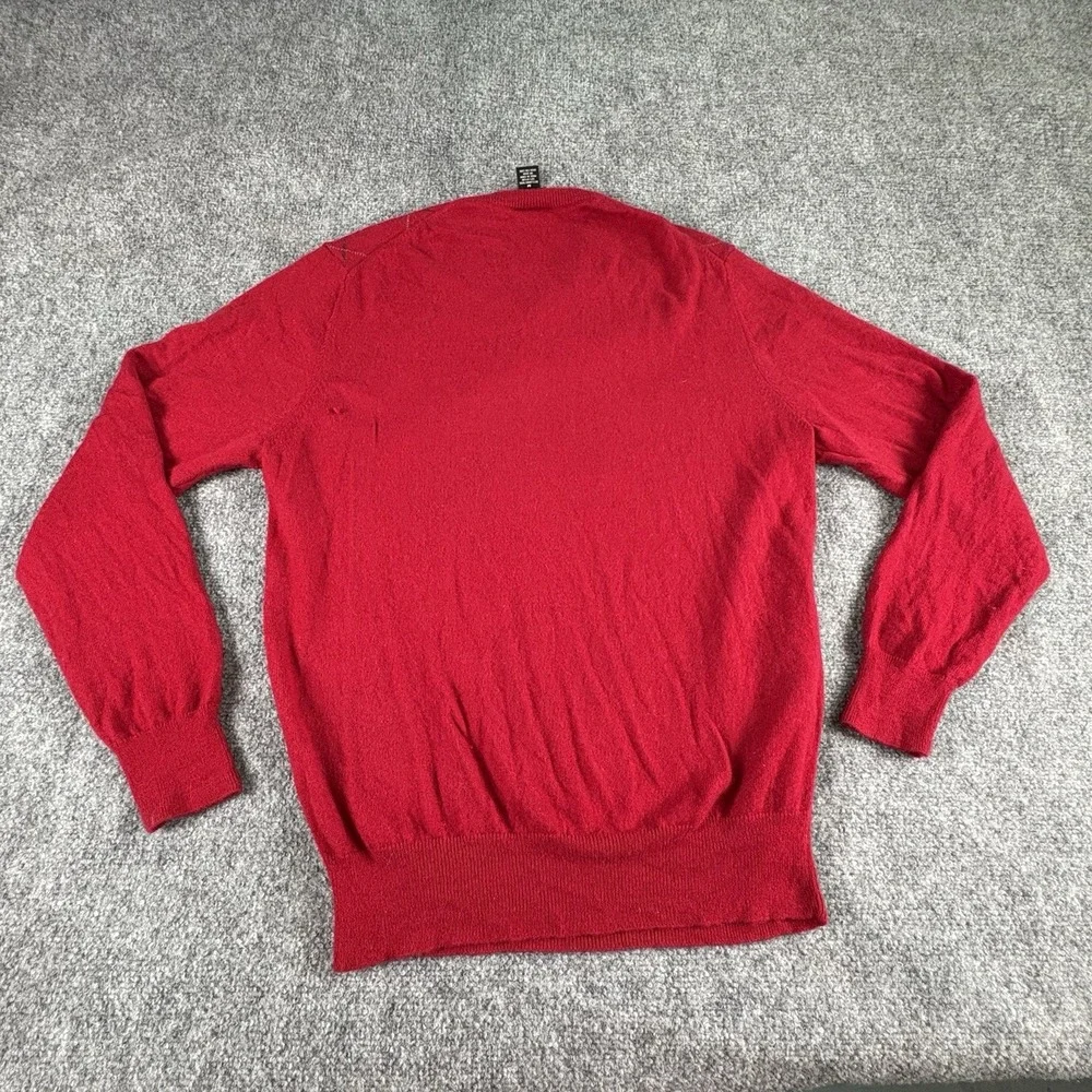 Vintage Y2K Jos A Bank Sweater Men M Red Lambswool Argyle ‎ Preppy Academia Work